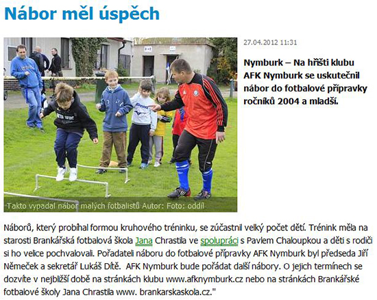 N�bor AFK Nymburk v Nymbursk�m Den�ku - N�bor m�l �sp�ch